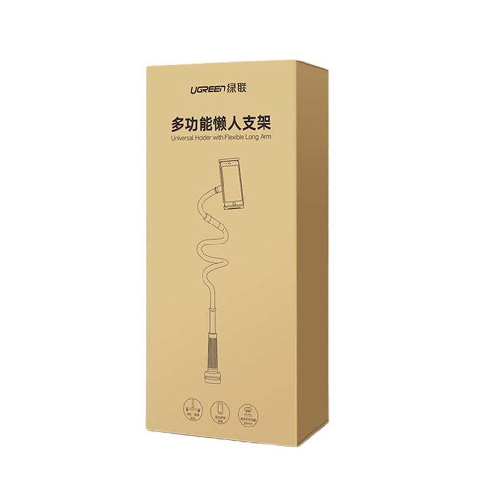 Suport Ugreen LP113 (80906), Clamp Grip, Ajustable Arm (120cm), 360° Rotation, for Phone with max 7.2", Negru