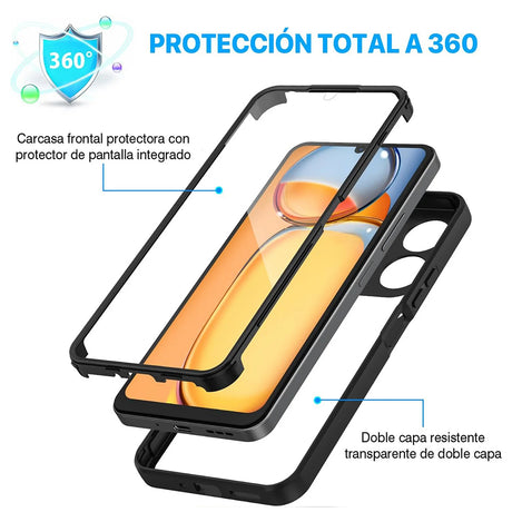 Folie de protectie Techsuit ColorVerse 360 Series + compatibil cu Xiaomi Redmi 13C 4G / Poco C65, Negru
