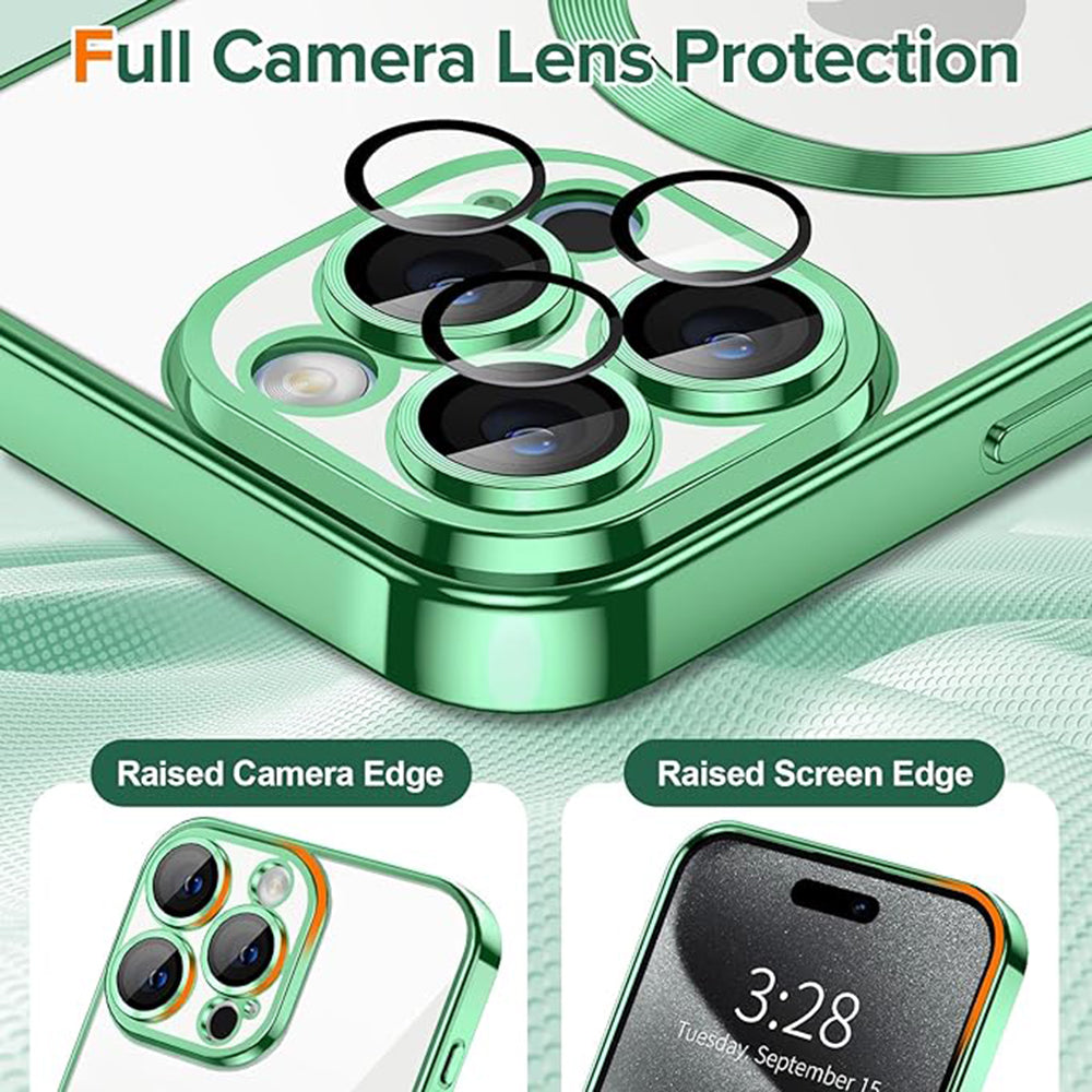 Husa de protectie Techsuit Luxury Crystal MagSafe compatibil cu iPhone 15 Pro, Verde Deschis