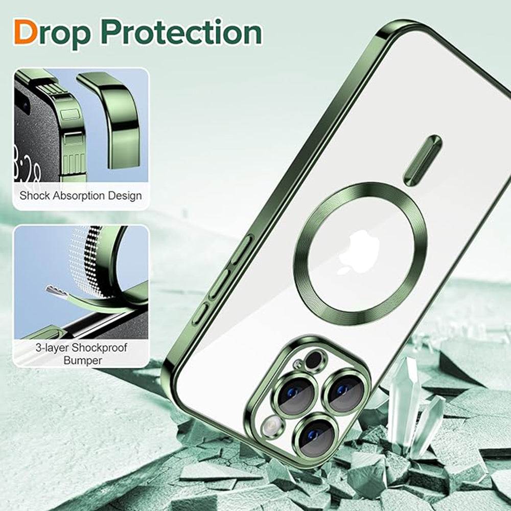Husa de protectie Techsuit Luxury Crystal MagSafe compatibil cu iPhone 15 Pro, Deep Green