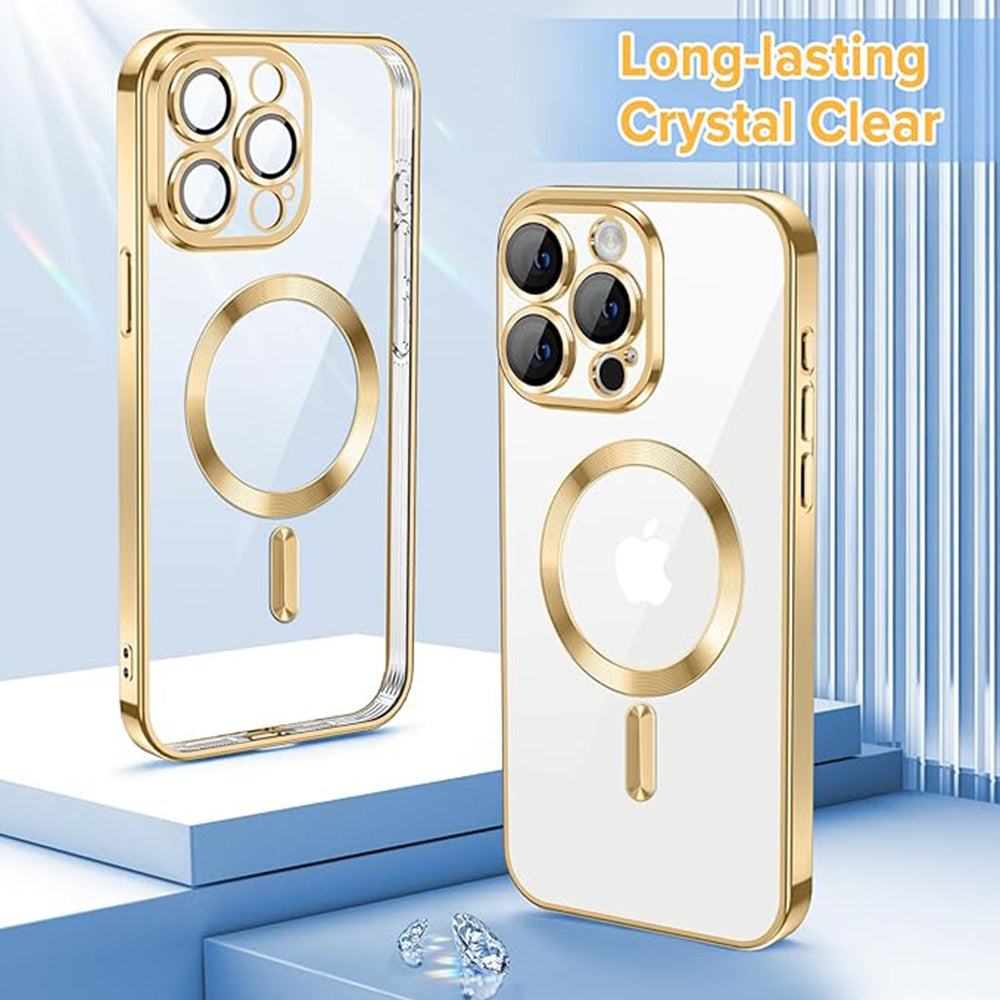Husa de protectie Techsuit Luxury Crystal MagSafe compatibil cu iPhone 15 Pro, Auriu