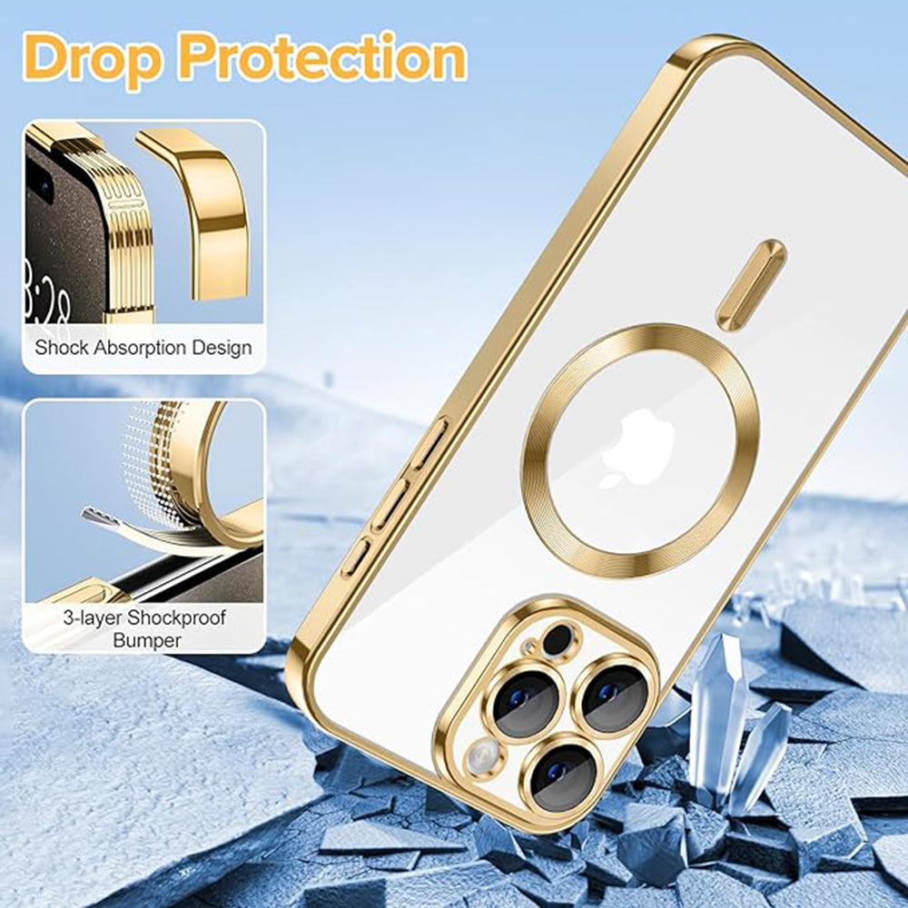 Husa de protectie Techsuit Luxury Crystal MagSafe compatibil cu iPhone 15 Pro, Auriu