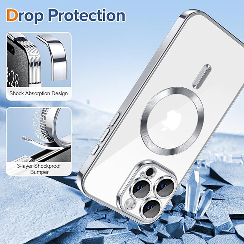 Husa de protectie Techsuit Luxury Crystal MagSafe compatibil cu iPhone 15 Pro, Argintiu