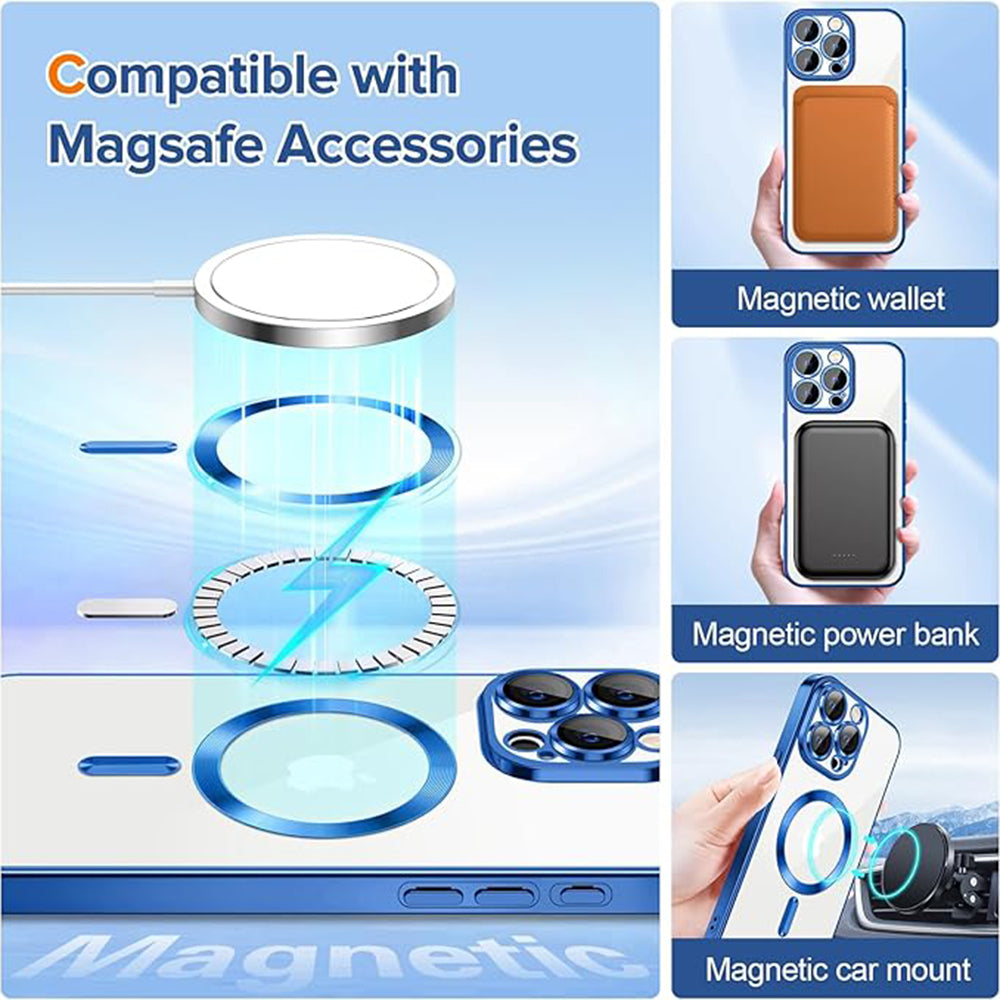 Husa de protectie Techsuit Luxury Crystal MagSafe compatibil cu iPhone 15 Pro, Albastru