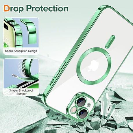 Husă Techsuit Luxury Crystal MagSafe pentru iPhone 15, verde