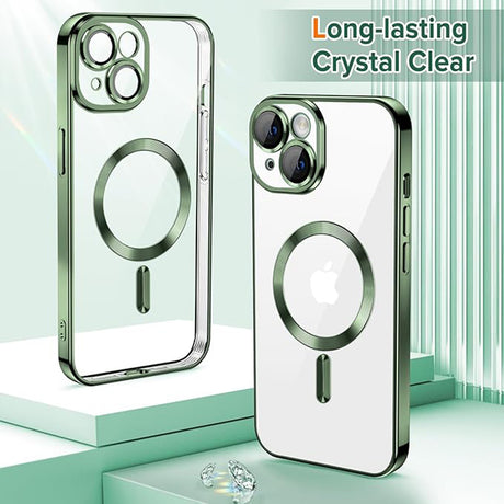 Husa de protectie Techsuit Luxury Crystal MagSafe compatibil cu iPhone 15, Deep Green