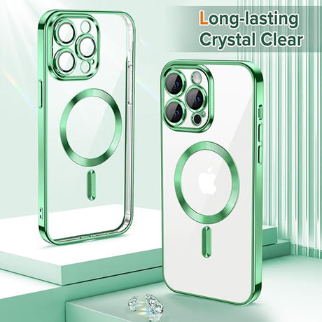 Husa de protectie Techsuit Luxury Crystal MagSafe compatibil cu iPhone 14 Pro Max, Verde Deschis