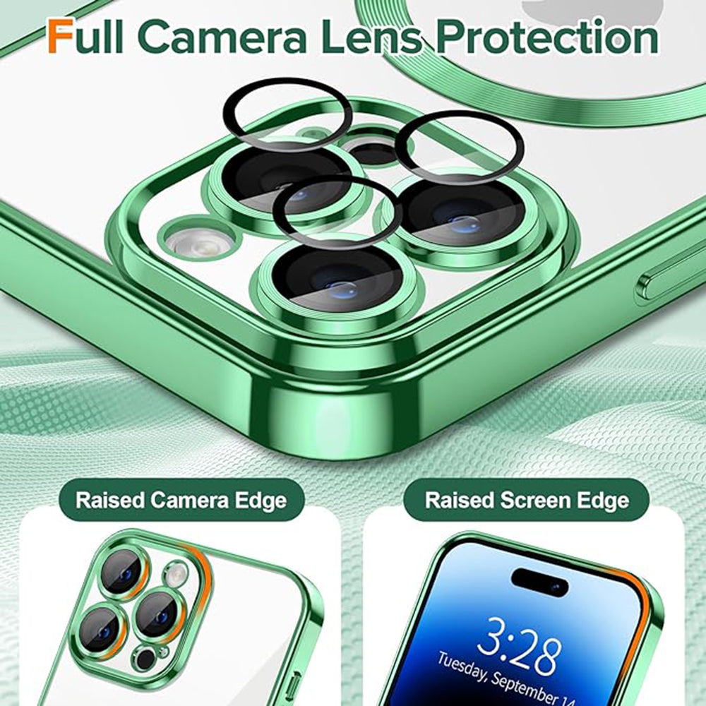 Husa de protectie Techsuit Luxury Crystal MagSafe compatibil cu iPhone 14 Pro Max, Verde Deschis