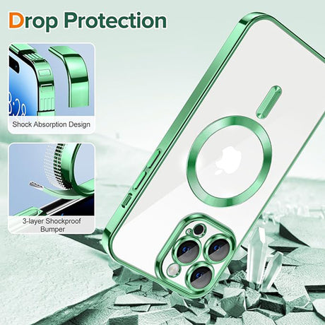 Husa de protectie Techsuit Luxury Crystal MagSafe compatibil cu iPhone 14 Pro, Verde Deschis