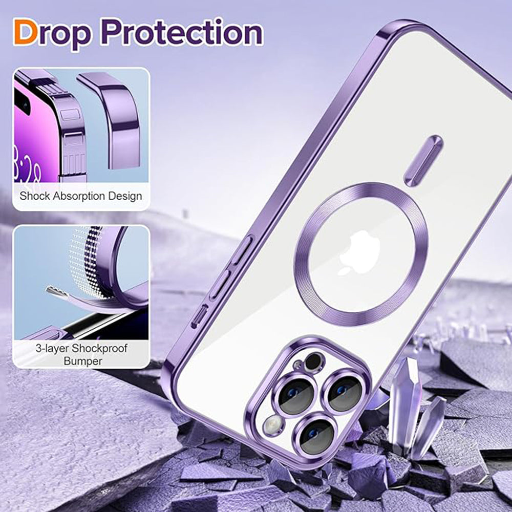 Techsuit Luxury Crystal MagSafe husă pentru iPhone 14 Pro, mov deschis