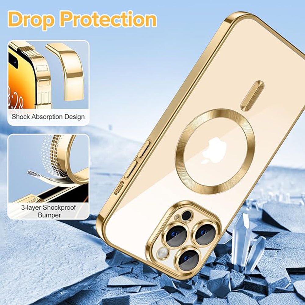Husa de protectie Techsuit Luxury Crystal MagSafe compatibil cu iPhone 14 Pro, Auriu