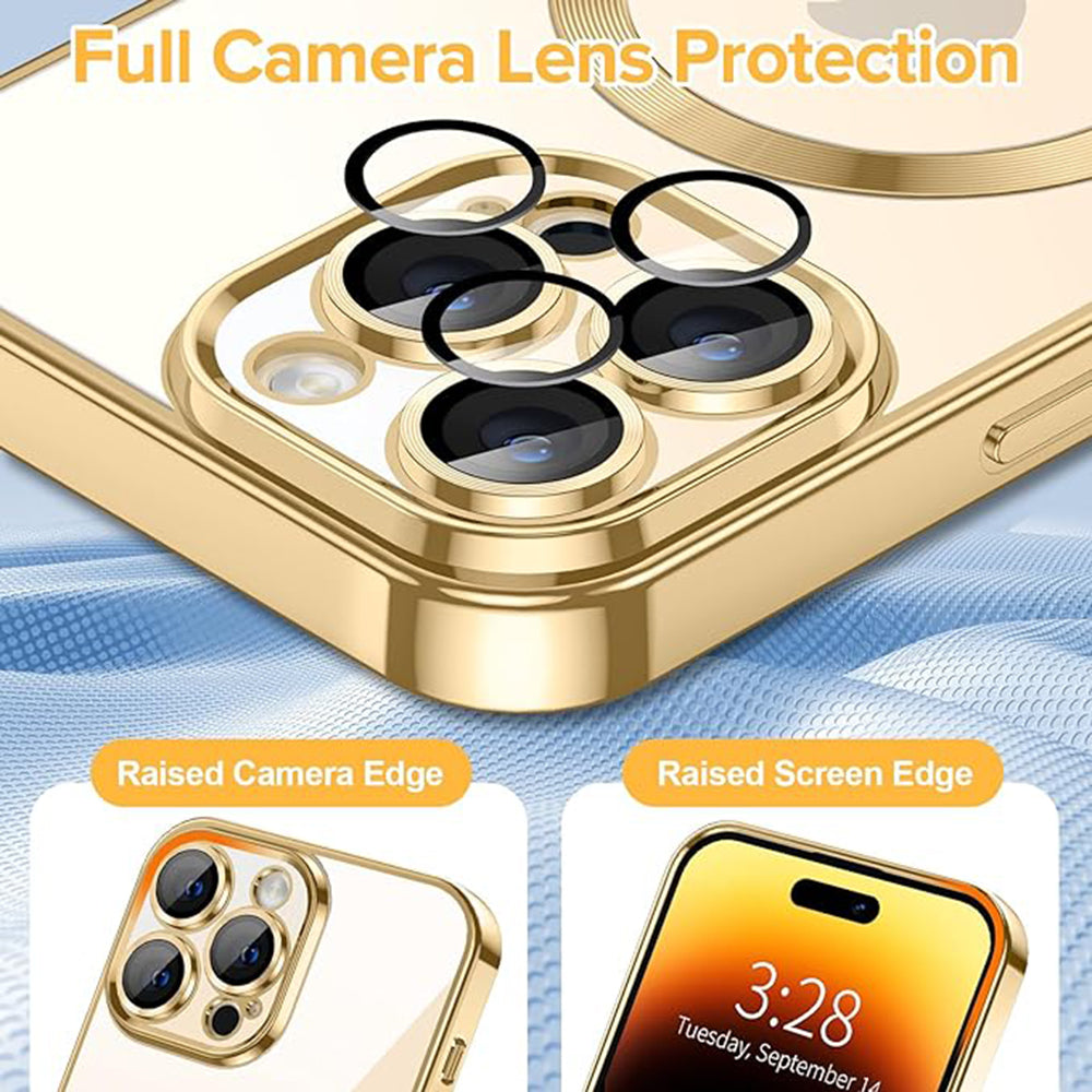 Husa de protectie Techsuit Luxury Crystal MagSafe compatibil cu iPhone 14 Pro, Auriu