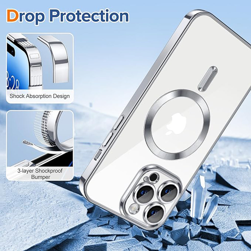 Husa de protectie Techsuit Luxury Crystal MagSafe compatibil cu iPhone 14 Pro, Argintiu