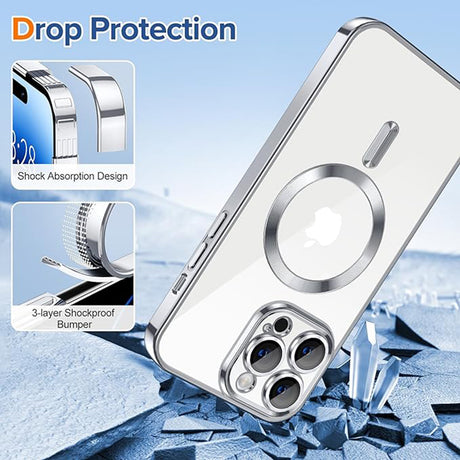 Husa de protectie Techsuit Luxury Crystal MagSafe compatibil cu iPhone 14 Pro, Argintiu