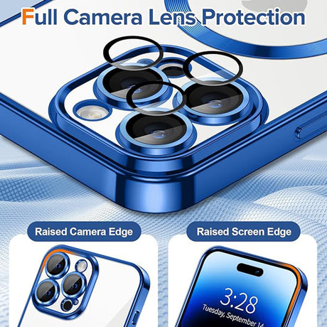 Husă Techsuit Luxury Crystal MagSafe pentru iPhone 14 Pro, albastră