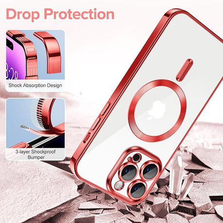 Husa de protectie Techsuit Luxury Crystal MagSafe compatibil cu iPhone 14 Pro, Rosu