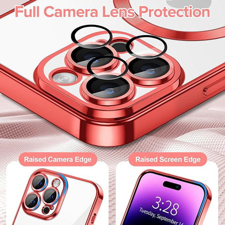 Husa de protectie Techsuit Luxury Crystal MagSafe compatibil cu iPhone 14 Pro, Rosu