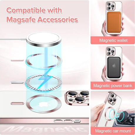 Husa de protectie Techsuit Luxury Crystal MagSafe compatibil cu iPhone 14 Pro, Roz