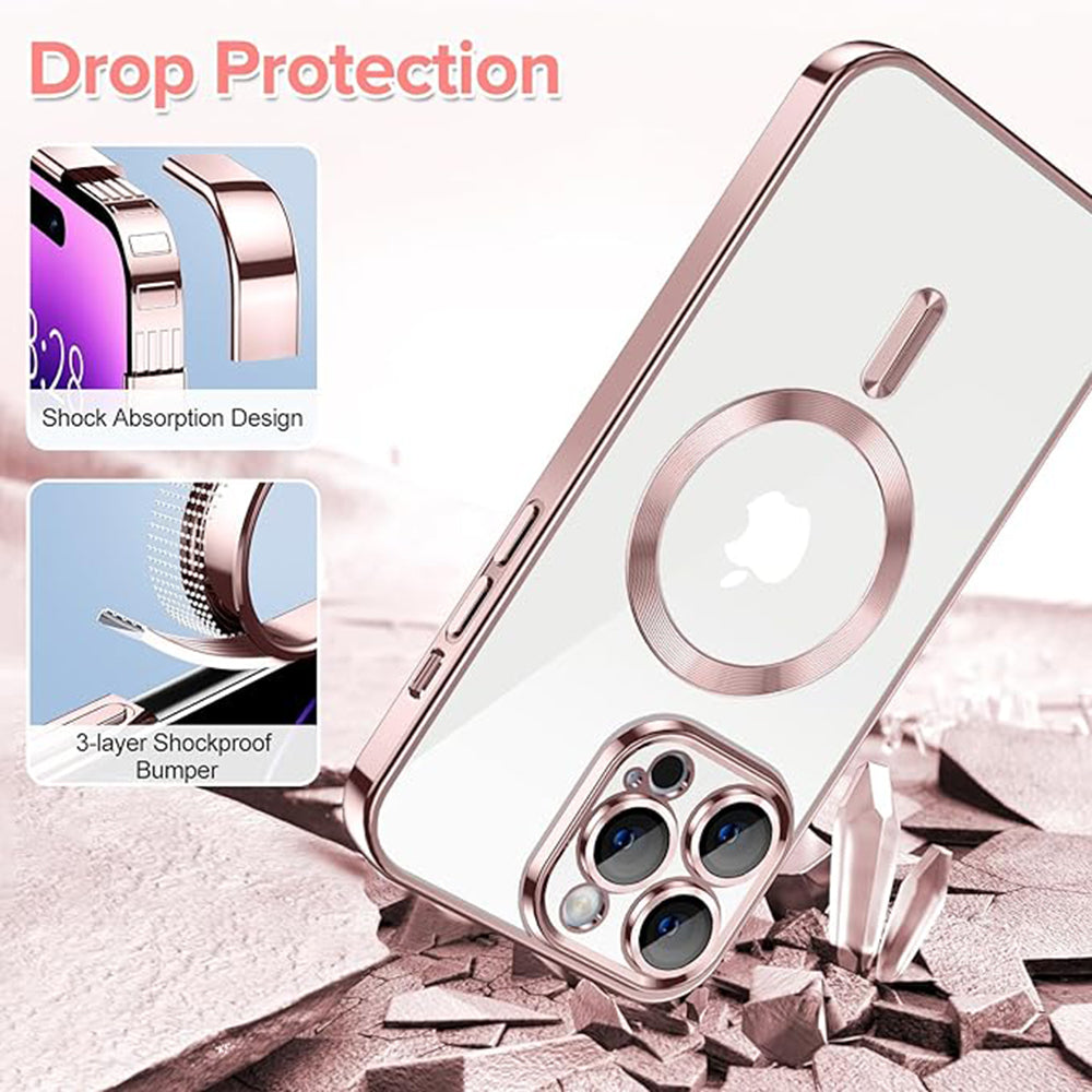 Husa de protectie Techsuit Luxury Crystal MagSafe compatibil cu iPhone 14 Pro, Roz