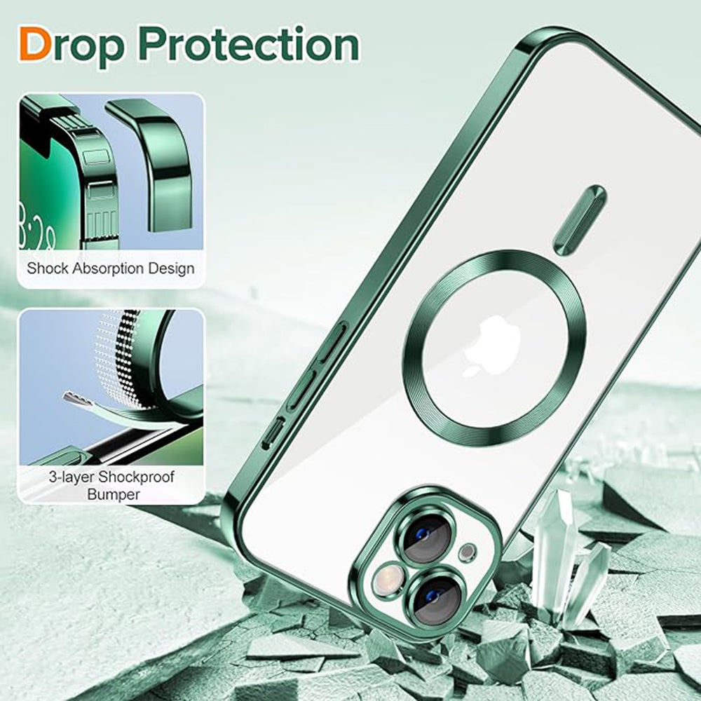 Husa de protectie Techsuit Luxury Crystal MagSafe compatibil cu iPhone 14 Plus, Deep Green