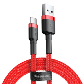 Cablu Baseus Cafule (CATKLF-A09), USB to Type-C, Fast Charge, 3A, 480Mbps, 0.5m, Rosu