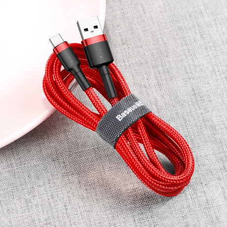 Cablu Baseus Cafule (CATKLF-A09), USB to Type-C, Fast Charge, 3A, 480Mbps, 0.5m, Rosu