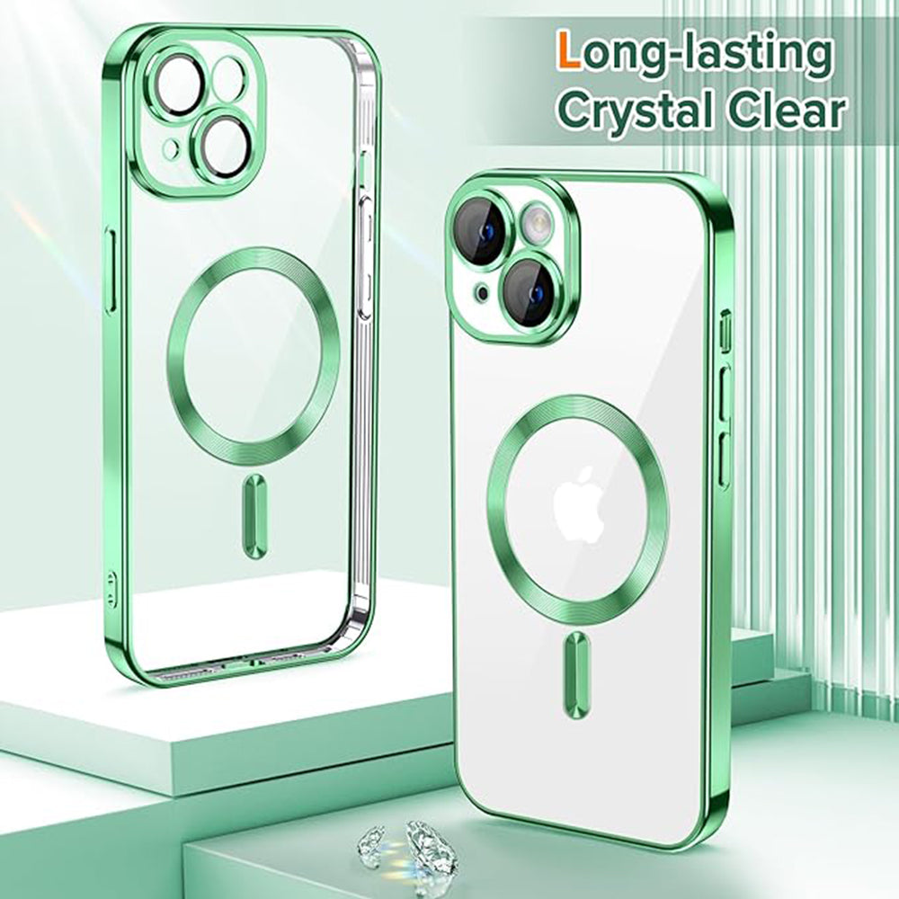 Husa de protectie Techsuit Luxury Crystal MagSafe compatibil cu iPhone 14, Verde deschis