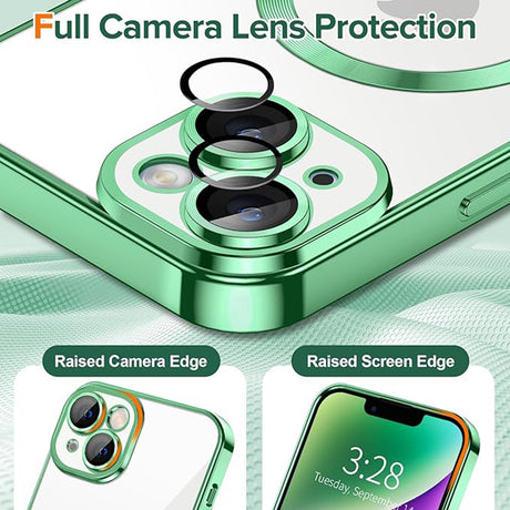 Husa de protectie Techsuit Luxury Crystal MagSafe compatibil cu iPhone 14, Verde deschis
