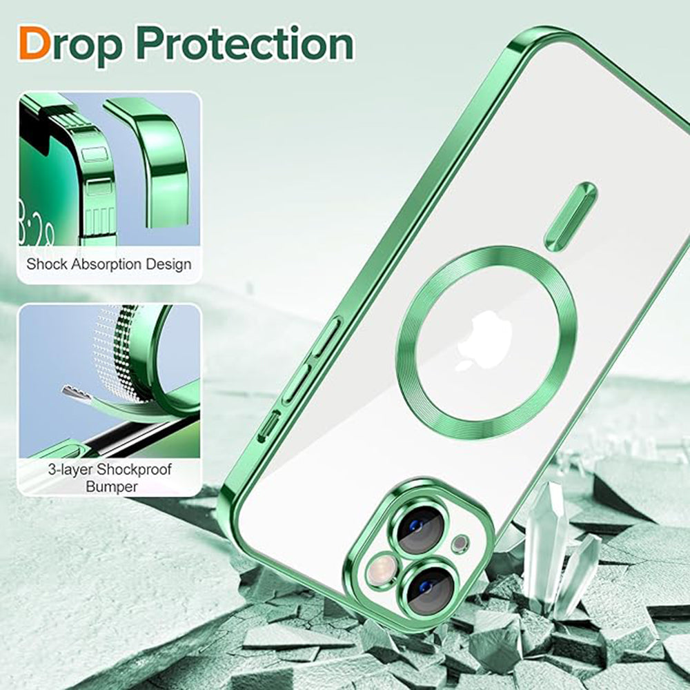 Husa de protectie Techsuit Luxury Crystal MagSafe compatibil cu iPhone 14, Verde deschis
