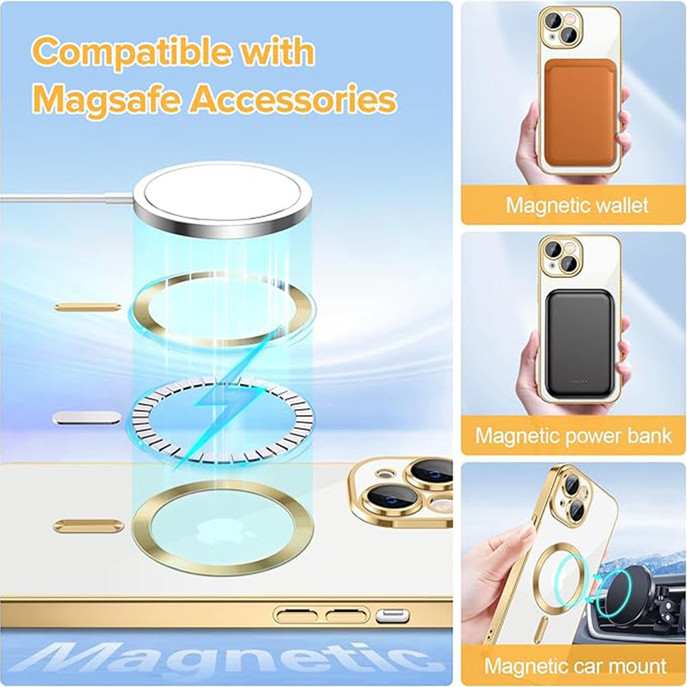 Husa de protectie Techsuit Luxury Crystal MagSafe compatibil cu iPhone 14, Auriu