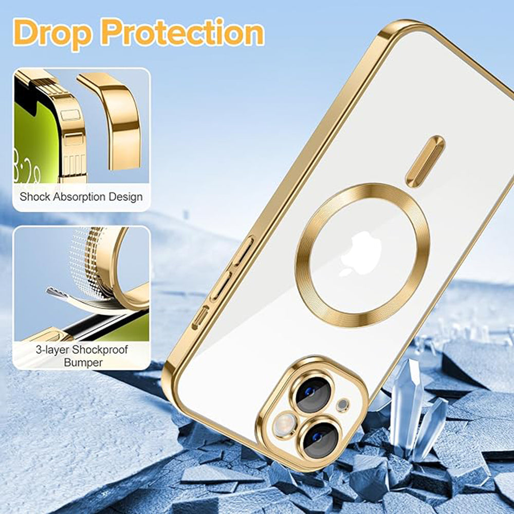 Husa de protectie Techsuit Luxury Crystal MagSafe compatibil cu iPhone 14, Auriu