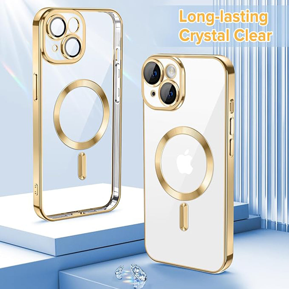 Husa de protectie Techsuit Luxury Crystal MagSafe compatibil cu iPhone 14, Auriu