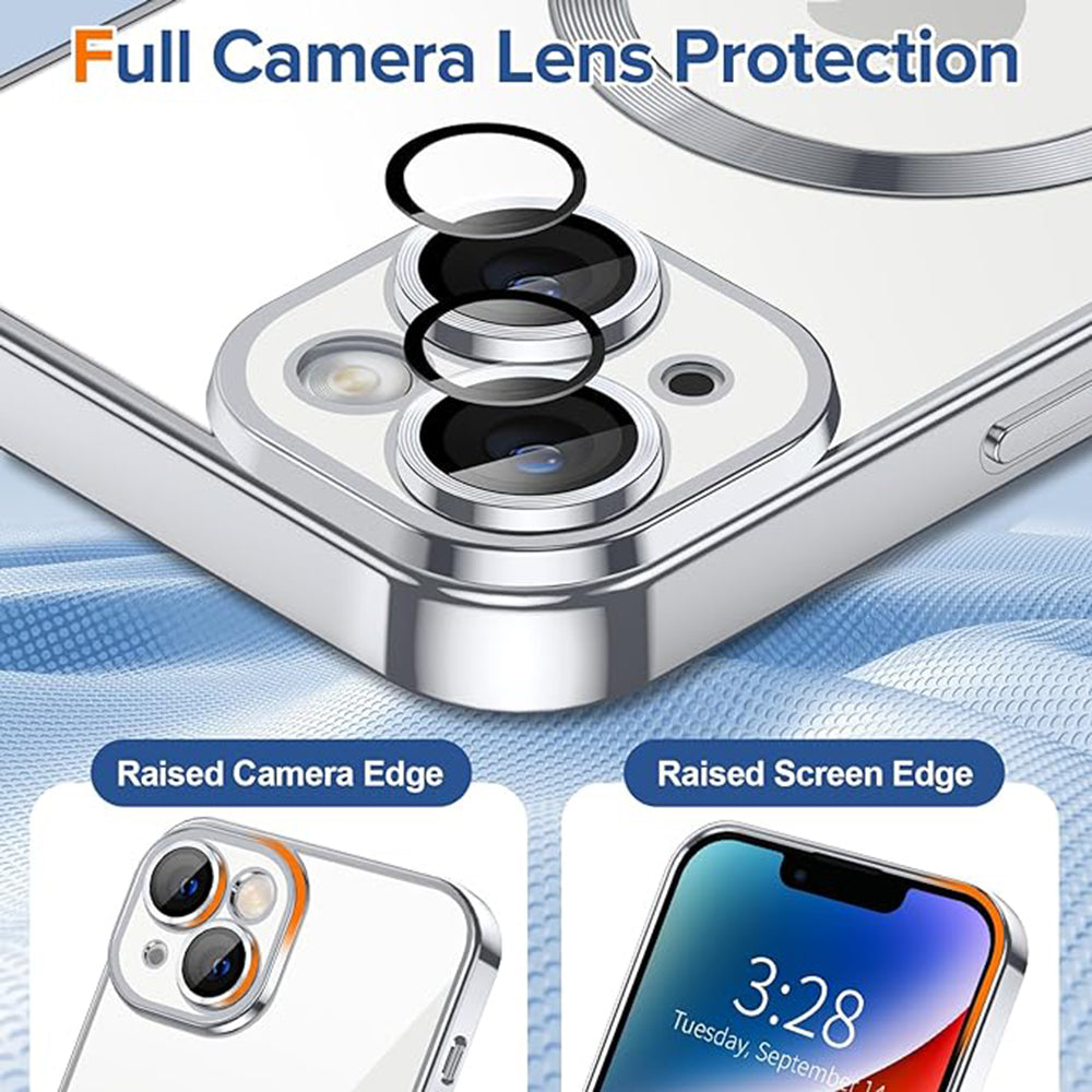 Husa de protectie Techsuit Luxury Crystal MagSafe compatibil cu iPhone 14, Argintiu