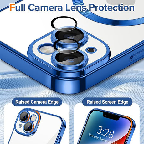 Husa de protectie Techsuit Luxury Crystal MagSafe compatibil cu iPhone 14, Albastru Inchis