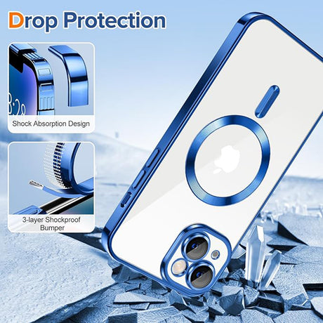 Husa de protectie Techsuit Luxury Crystal MagSafe compatibil cu iPhone 14, Albastru Inchis
