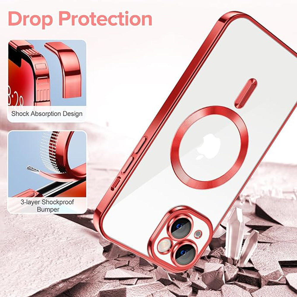 Husa de protectie Techsuit Luxury Crystal MagSafe compatibil cu iPhone 14, Rosu