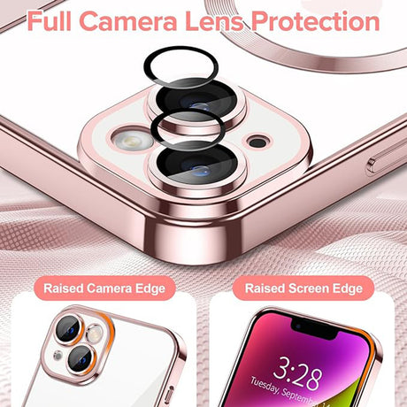 Husa de protectie Techsuit Luxury Crystal MagSafe compatibil cu iPhone 14, Roz