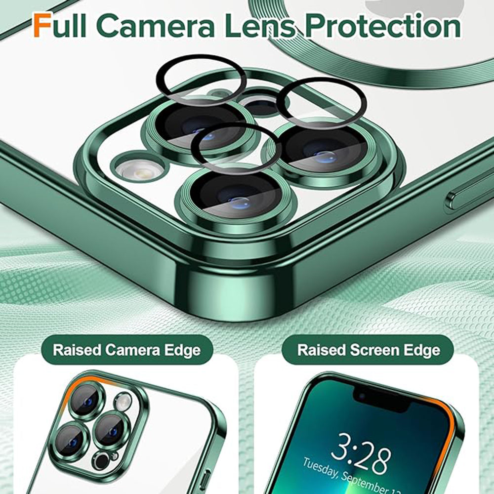 Husa de protectie Techsuit Luxury Crystal MagSafe compatibil cu iPhone 13 Pro Max, Verde inchis