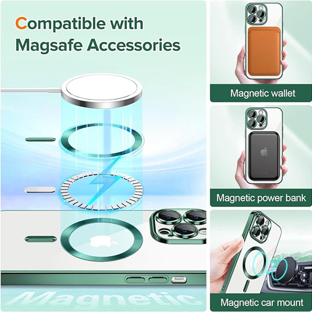Husa de protectie Techsuit Luxury Crystal MagSafe compatibil cu iPhone 13 Pro Max, Verde inchis