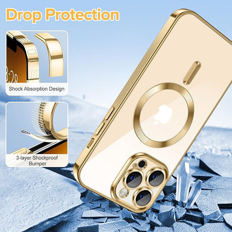 Husa de protectie Techsuit Luxury Crystal MagSafe compatibil cu iPhone 13 Pro Max, Auriu