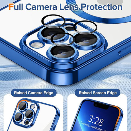 Husa de protectie Techsuit Luxury Crystal MagSafe compatibil cu iPhone 13 Pro Max, Albastru Inchis