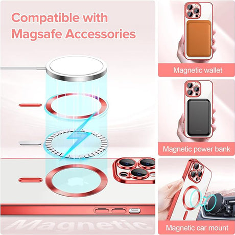 Husa de protectie Techsuit Luxury Crystal MagSafe compatibil cu iPhone 13 Pro Max, Roșu