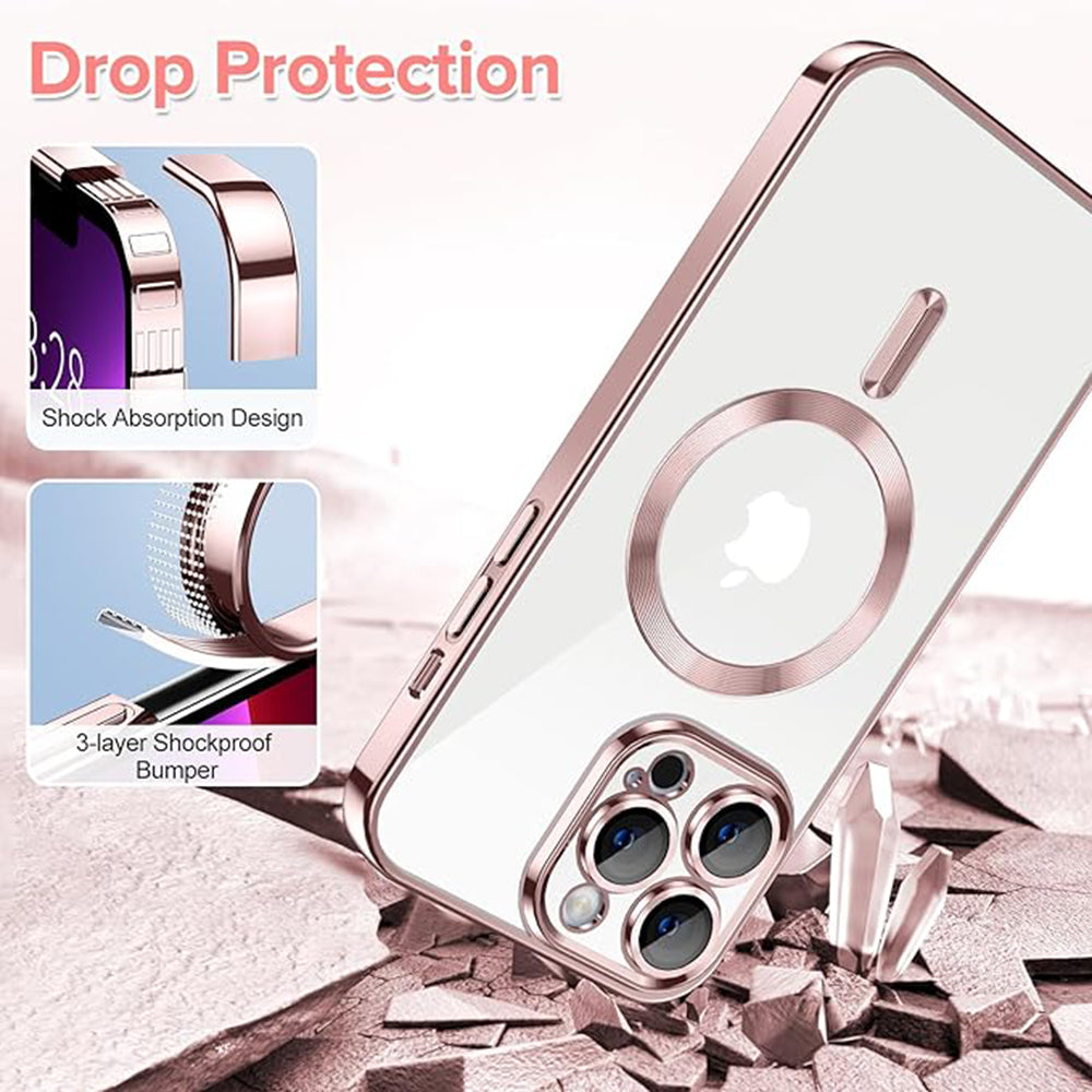 Husa de protectie Techsuit Luxury Crystal MagSafe compatibil cu iPhone 13 Pro Max, Roz
