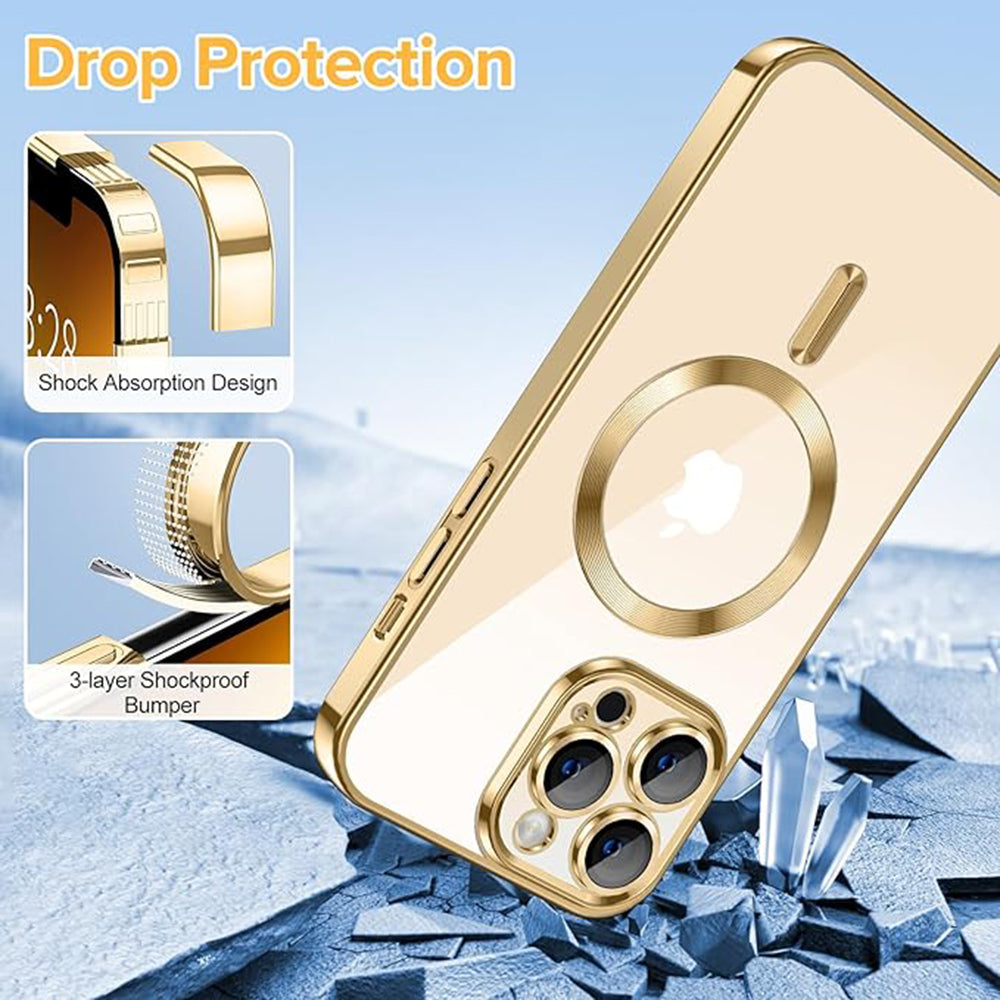 Husă Techsuit Luxury Crystal MagSafe pentru iPhone 13 Pro, aurie