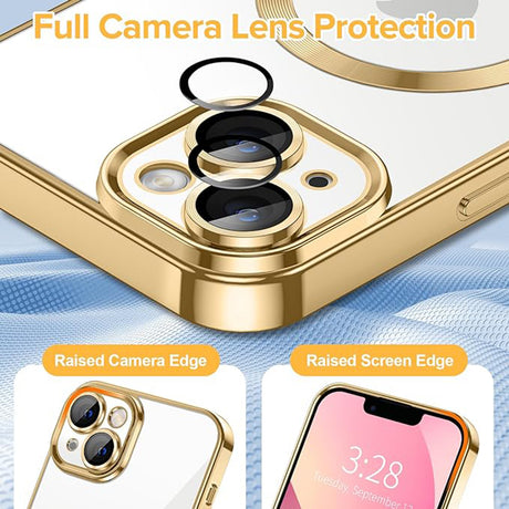 Husa de protectie Techsuit Luxury Crystal MagSafe compatibil cu iPhone 13, Auriu
