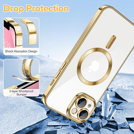 Husa de protectie Techsuit Luxury Crystal MagSafe compatibil cu iPhone 13, Auriu