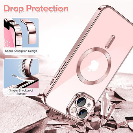 Husa de protectie Techsuit Luxury Crystal MagSafe compatibil cu iPhone 13, Roz