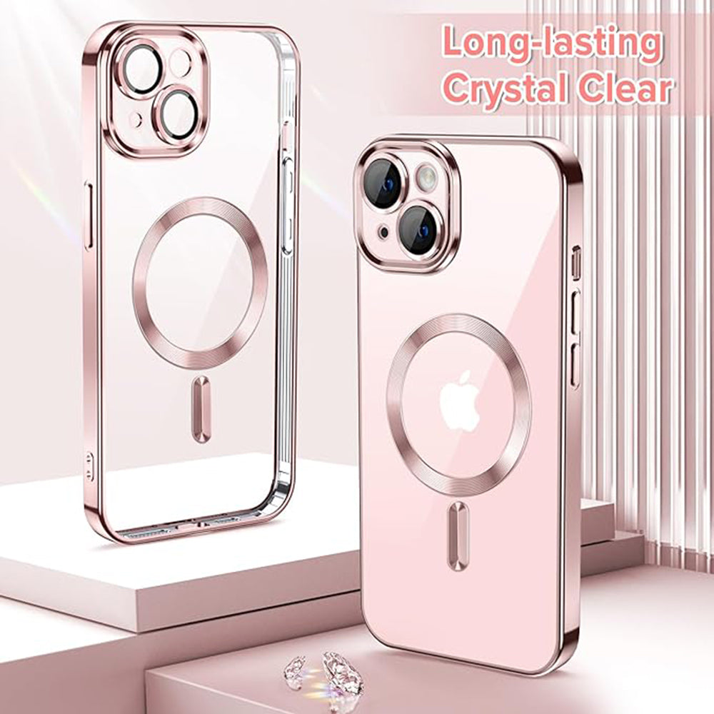 Husa de protectie Techsuit Luxury Crystal MagSafe compatibil cu iPhone 13, Roz