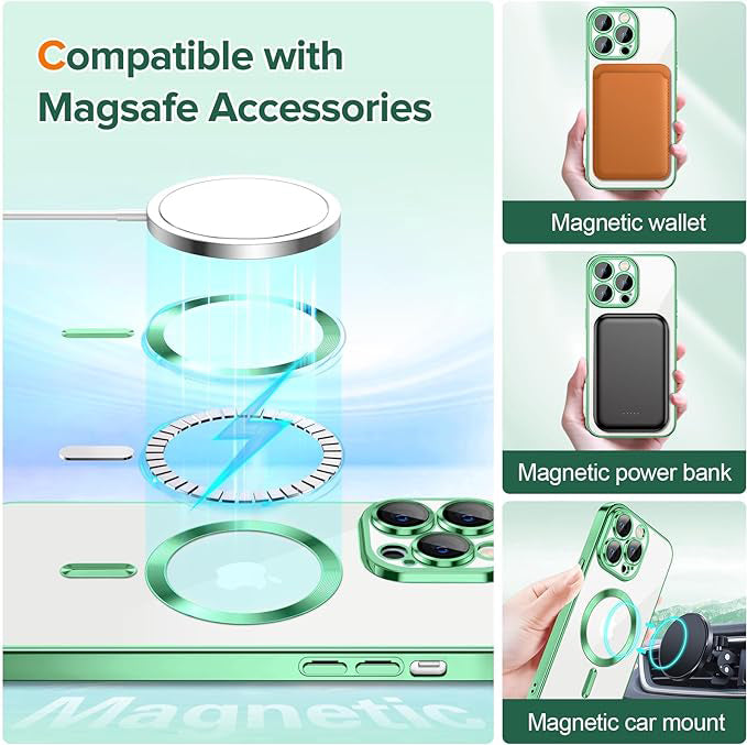 Husa de protectie Techsuit Luxury Crystal MagSafe compatibil cu iPhone 12 Pro, Verde Deschis