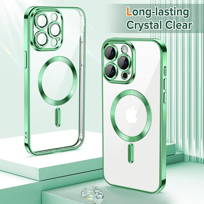Husa de protectie Techsuit Luxury Crystal MagSafe compatibil cu iPhone 12 Pro, Verde Deschis